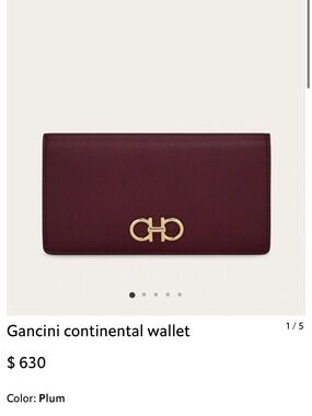 Salvatore Ferragamo Plum Gancini Long Continental Wallet